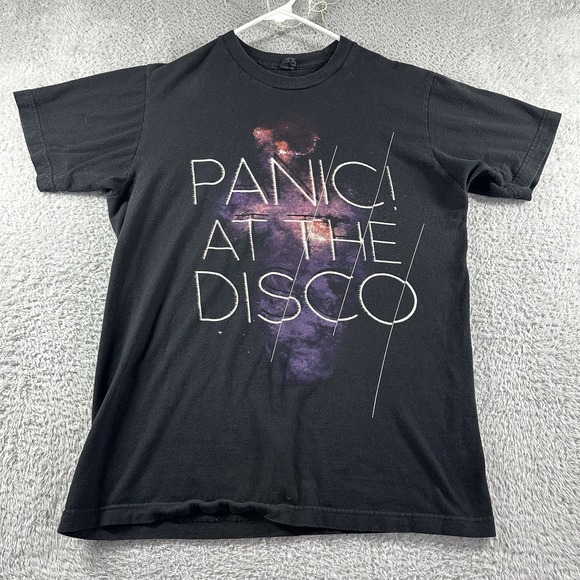 Panic at the Disco Shirt Mens Medium Black Band Tee Tour Y2K Retro Graphic - Picture 1 of 9
